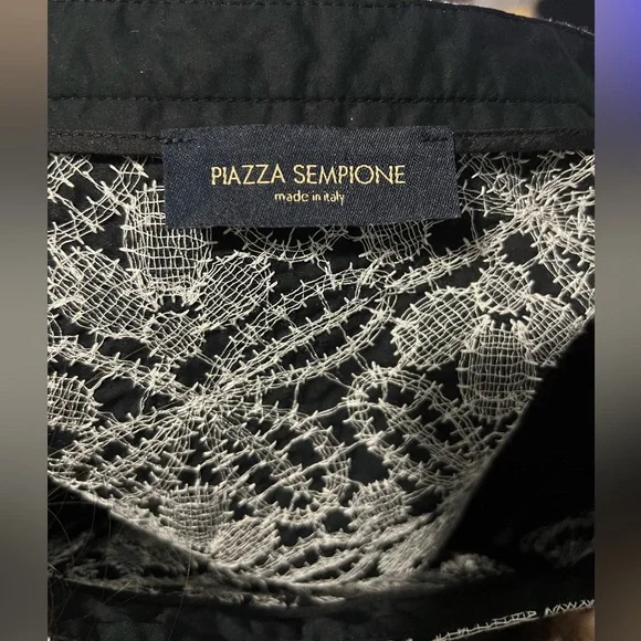 Piazza Sempione Black & White Lace A-Line Midi Skirt | Italian Designer Elegant - Picture 6 of 11